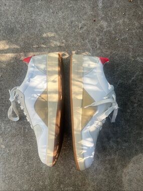 Everlane White Sneakers with Red Heel Accent